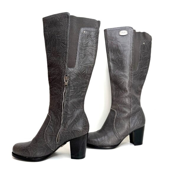 Ugg Ashur 5760 Boots Womens EU 38 US 7 Gray Crinkled Leather Knee High Boho - Picture 7 of 16